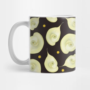 Delicate Flower Pattern Dark Brown Background Mug